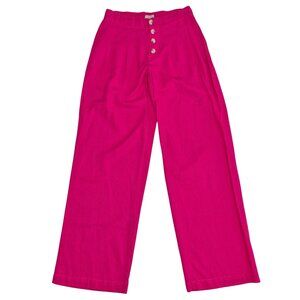 Sincerely Jules Pants Womens S Pink Wide Leg Linen Blend Pockets Boho Beach